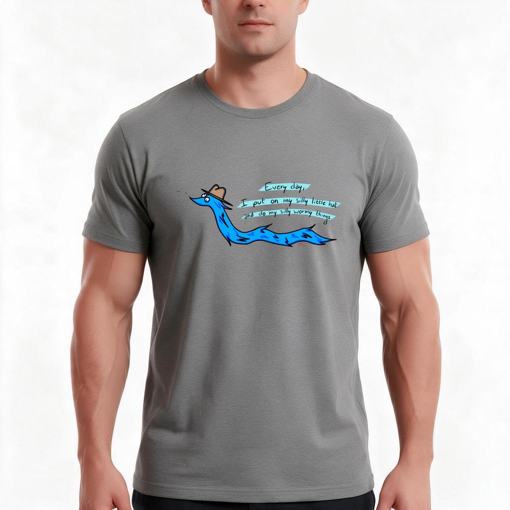 Worm On A String With Hat Tshirt Summer Casual Cotton Tee Oversized Streetwear Tops Vintage Graphic Print Unisex Unisex Unisex
