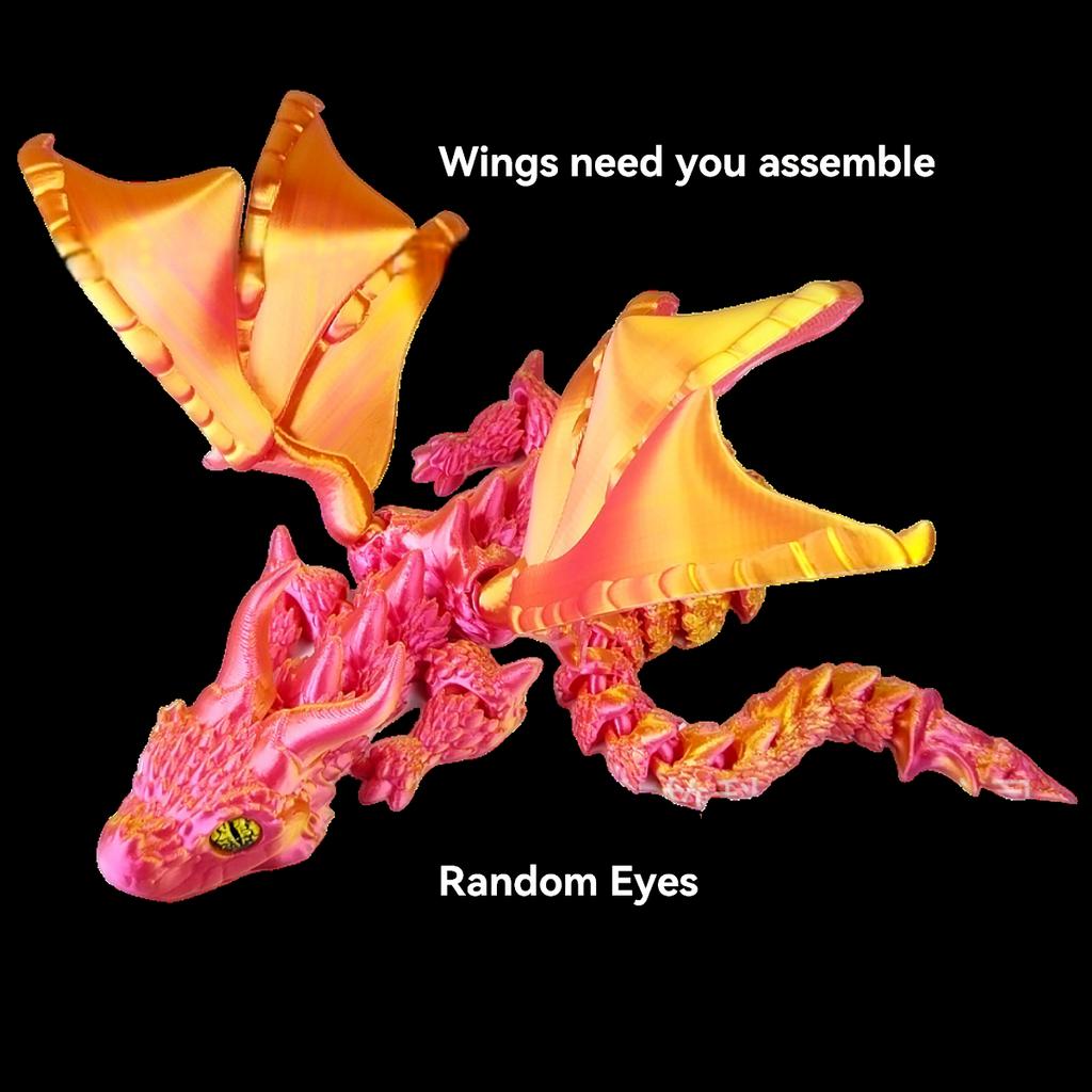 1 шт. 3D-печатная фигурка дракона в виде крылатой кареты со случайными глазами, скульптура дракона из смолы в стиле ар-деко, настольный декор в виде животных