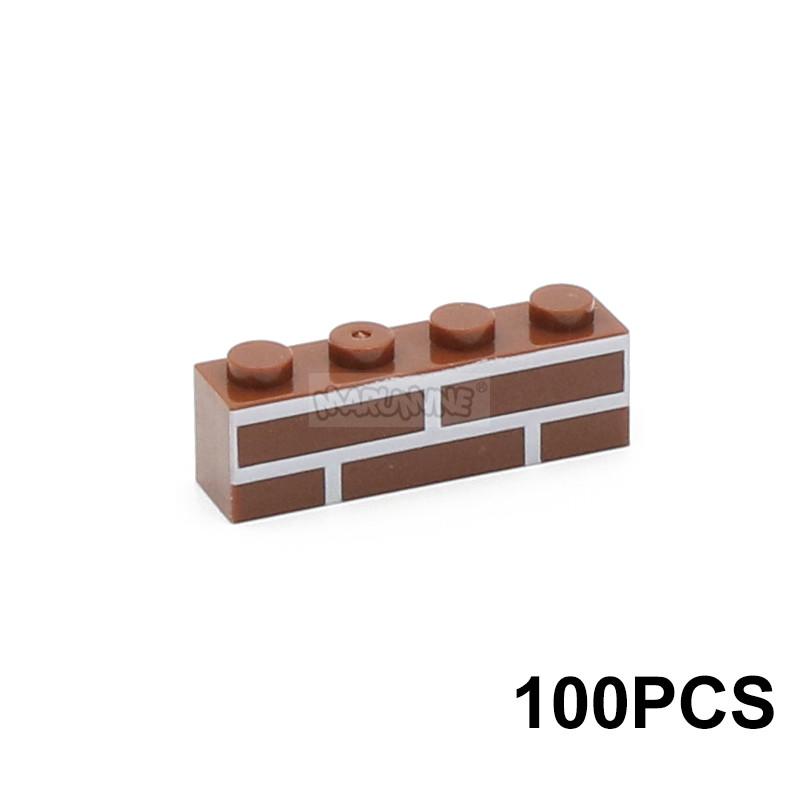 Marumine Кубики MOC 100 шт. 1x4 Стена Дома Набор Строительных Блоков Кубические Детали Совместимые с 15533 Строительство Идея Аксессуары Детали