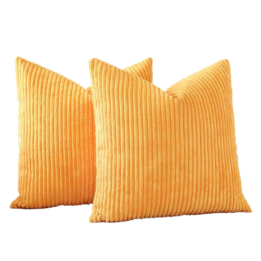 Otostar 45x45 см Скандинавский стиль Вельветовые Полосатые Подушки Набор Стильных и Милых Современный Дизайн На Молнии Чехлы на Подушки для Дивана Оранжевые Чехлы, 2, застежка,