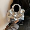Luxurious Gold and Silver Shoulder Bag for Women  Leather PU  Wedding Clutch  Round Handle  Crossbody Bag  Designer  New