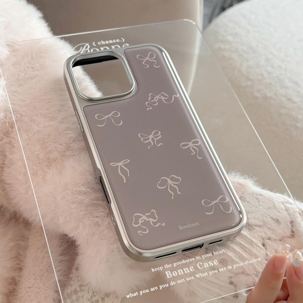 Korean Bow Suitable for 16 Apple 15pro Max Mobile Phone Case Iphone 14 Drop Glue 13 Niche Huawei
