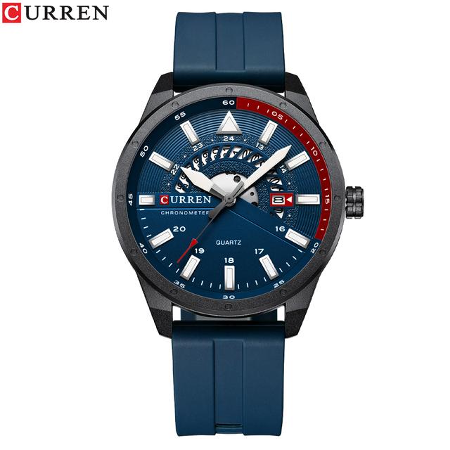 CURREN New Design Waterproof Sports Quartz Watch Fashion Luxury Army Military Watches Men Dual Time Zone Clock Relogio Masculino