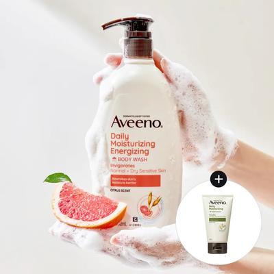 Aveeno Бодрящий гель для душа 532млx2+(вырос) Aveeno Ежедневный гель для умывания 30 г