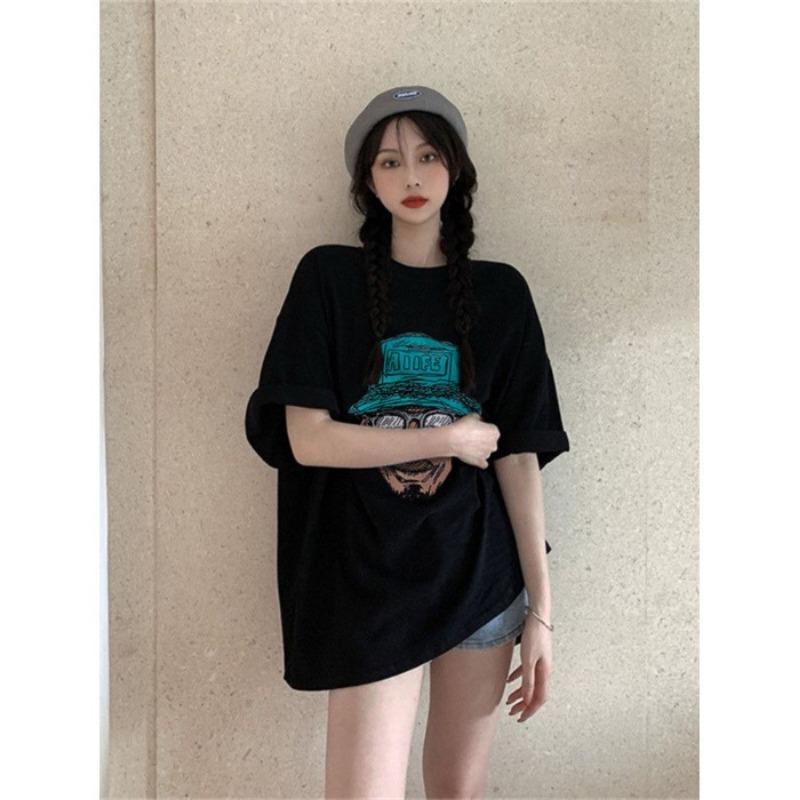 Женская футболка с короткими рукавами, свободный топ в корейском стиле, лето