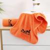 Оранжевое вышитое полотенце, подарочная коробка, 2 шт., 3 шт., коралловый флис, мягкое, приятное для кожи, утолщенное, впитывающее воду полотенце для лица, банное полотенце