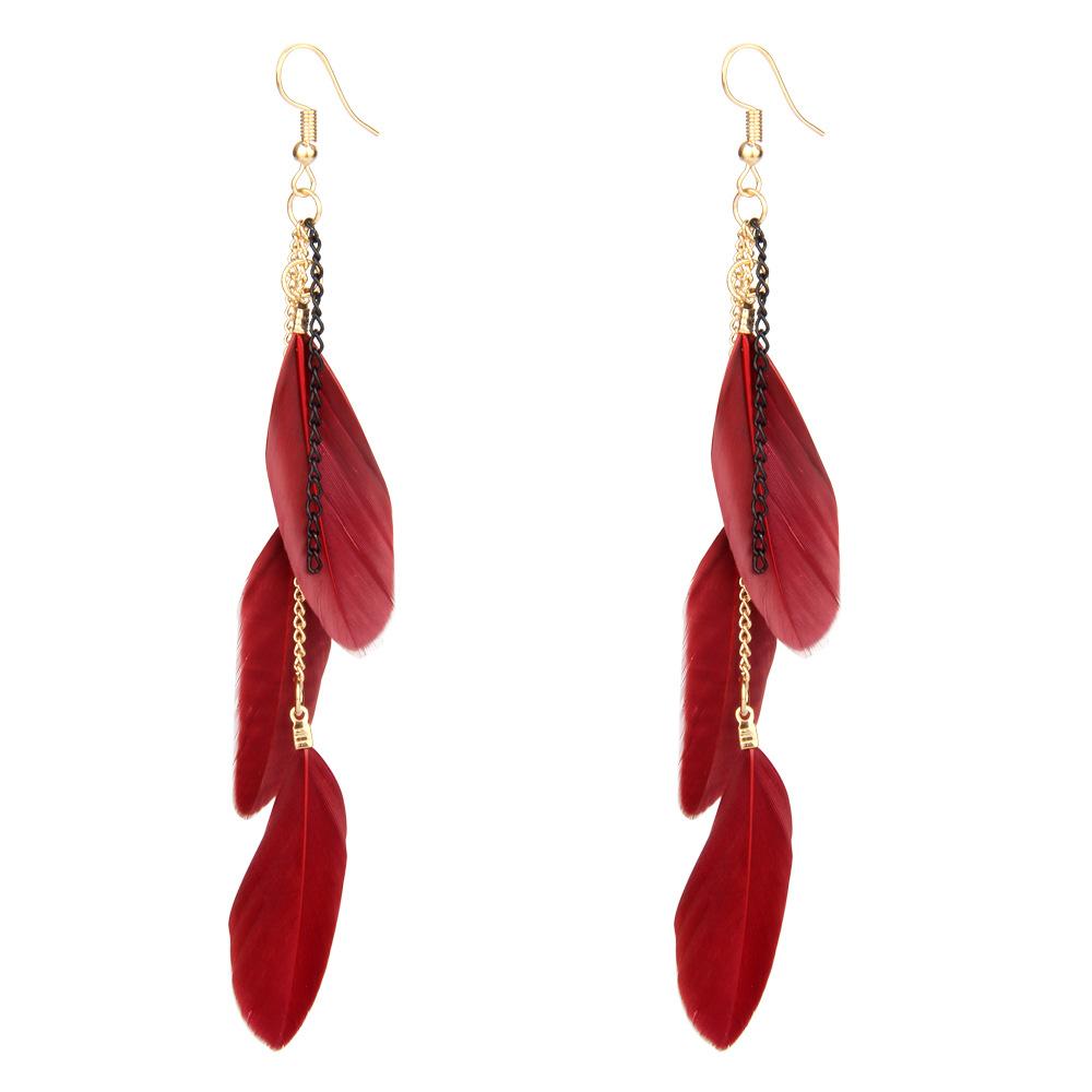 Женские серьги в этническом стиле в богемном стиле, элегантные серьги с перьями в стиле ретро