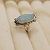 Aqua Chalcedony 925 Sterling Silver Ring, Statement Zodiac Boho Style Ring