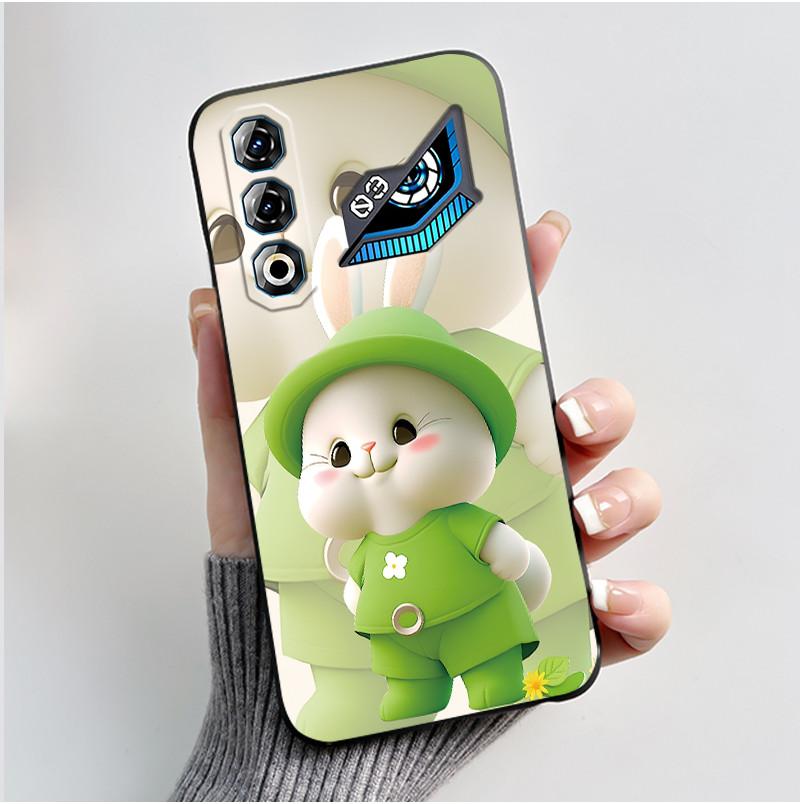 Чехол для ZTE Nubia Neo 3 GT 5G Z2465N Милый Кролик Черный Мягкий ТПУ Силикон Ударопрочный Задняя Крышка Для ZTE Nubia NEO3 GT 5G Корпус
