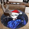 1pc Anime Design Round Carpet - Christmas Theme with Santa Hat for Office Chair Mat, Non-Slip Rug Suitable for Home Decor, Living Room