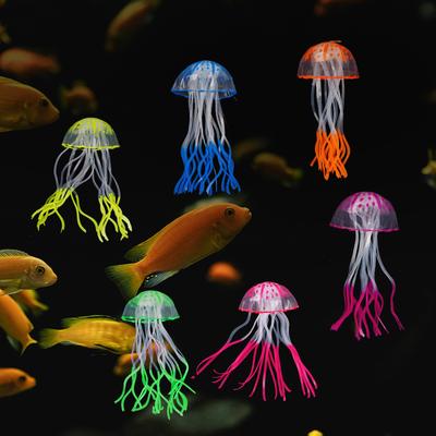 Светящиеся силиконовые искусственные медузы для аквариума, искусственные украшения, декорации для аквариума, аксессуары для аквариума