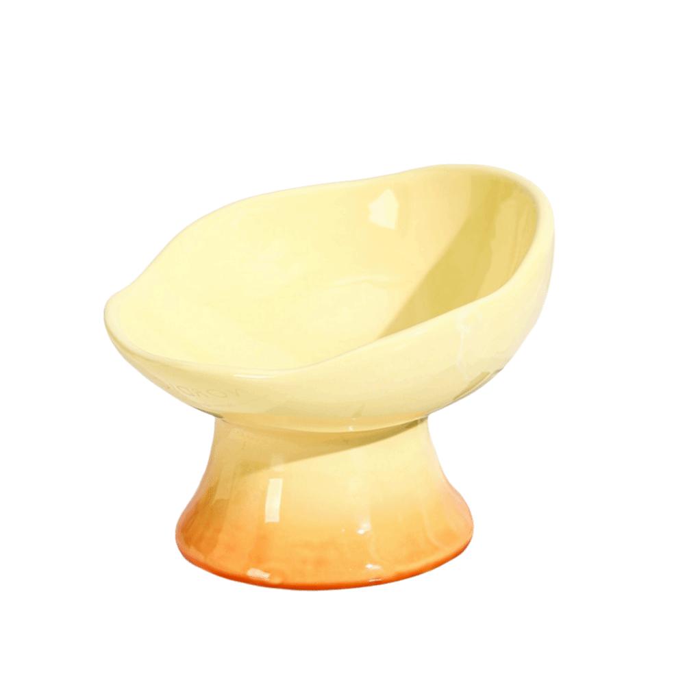 Flower Shape Ceramic Cat Bowl Anti-Tip Tall Footed Pet Food Water Feeders Anti-Slip Oblique Mouth Elevated Cat Bowl