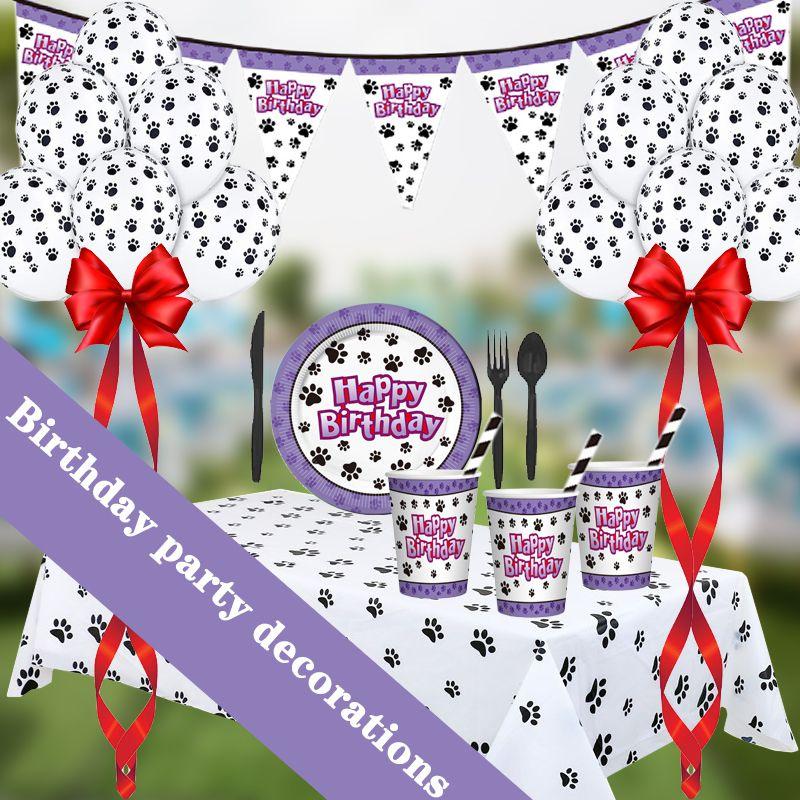Лапки Щенок Собака Праздничные принадлежности Посуда Тарелки Стаканы Скатерть Баннер на день рождения
