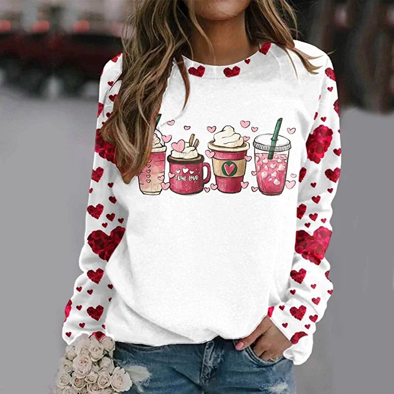 Autumn/Winter New Loose Round Neck Long Sleeve Vintage Pullover Daily Street Elegant Top Printed Fashion Women's Hoodie