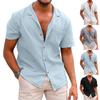 Designer Spring Summer Men's Casual Cotton Linen Solid Color Short Sleeve Shirts Loose Shirts