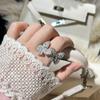 Изысканные серьги-гвоздики в виде бабочек и открытое двойное кольцо-бабочка: Универсальный, Модный Дизайн для Женщин