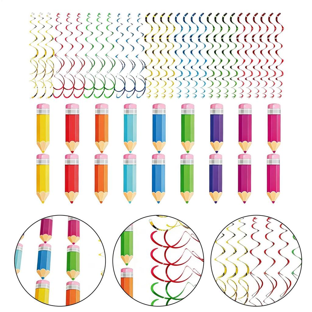 Украшения для потолка на вечеринку Цветные ленты-карандаши Подвесные украшения для класса Для учителей Школьный класс Дом День рождения ребенка