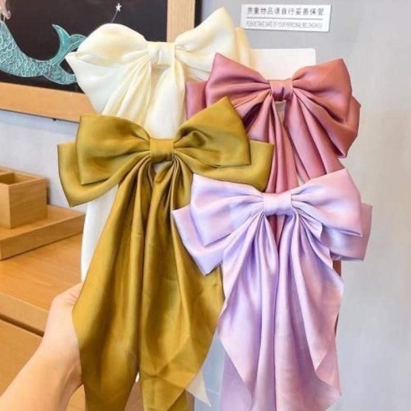  Заколка для волос с бантом и лентой, простой элегантный атласный зажим для волос, фиксированная заколка для волос, ретро-украшение для волос, красные аксессуары для волос