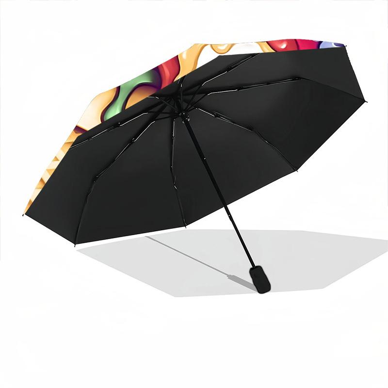 1pc Mario Ice Cream Cones Automatic Umbrella   8 Rib Portable Folding Black Iron Frame for Outdoor, Beach, Travel, Beach Umbrella 168