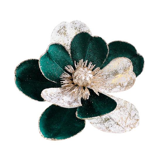 Искусственные цветы пуансеттии Рождественские украшения для елки Бархатные блестящие стебли магнолии Флористические пики для Рождества