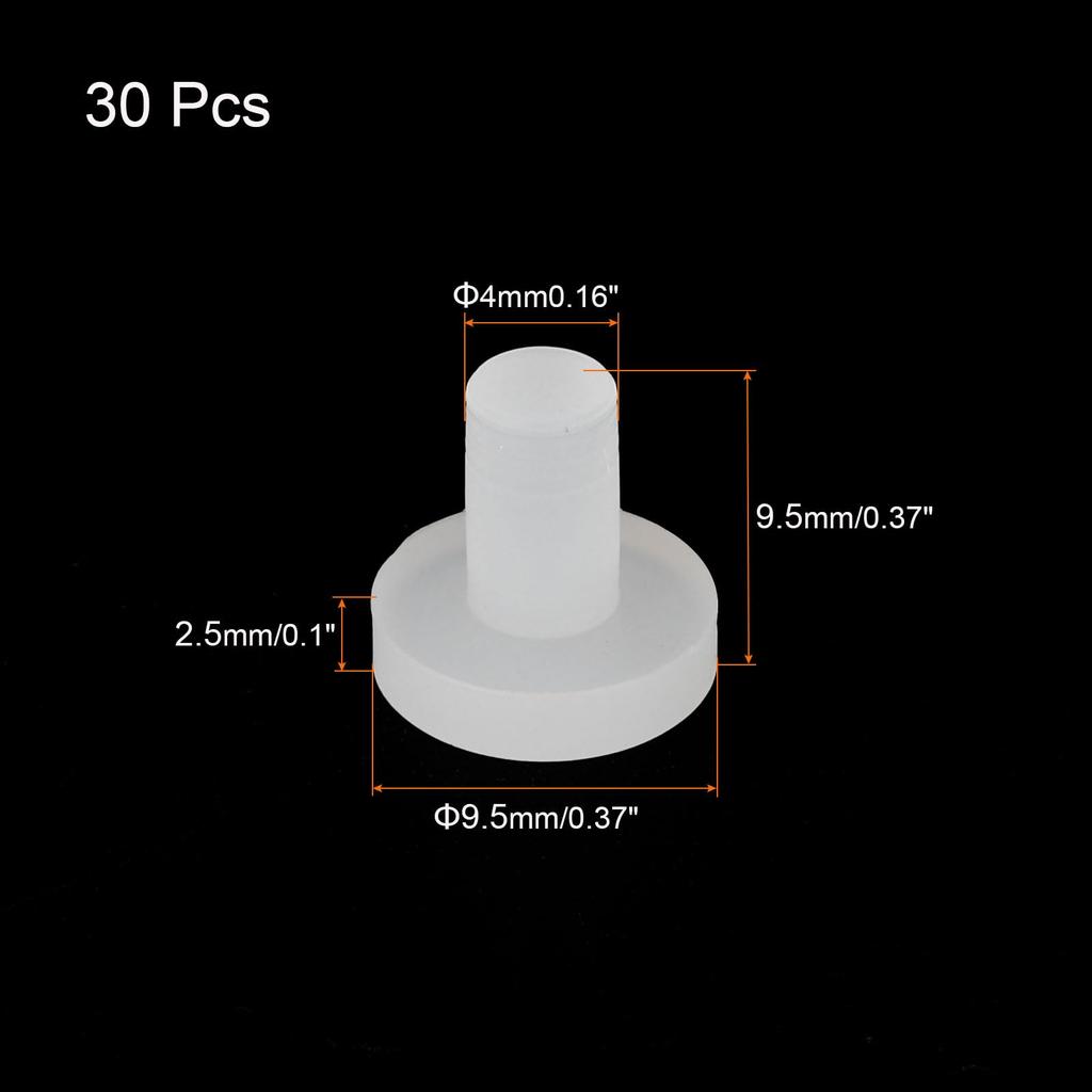 uxcell High Temperature Resistant Silicone Plug Mount Diameter 4mm/0.16" T-Shaped Solid Rubber Stopper Hole