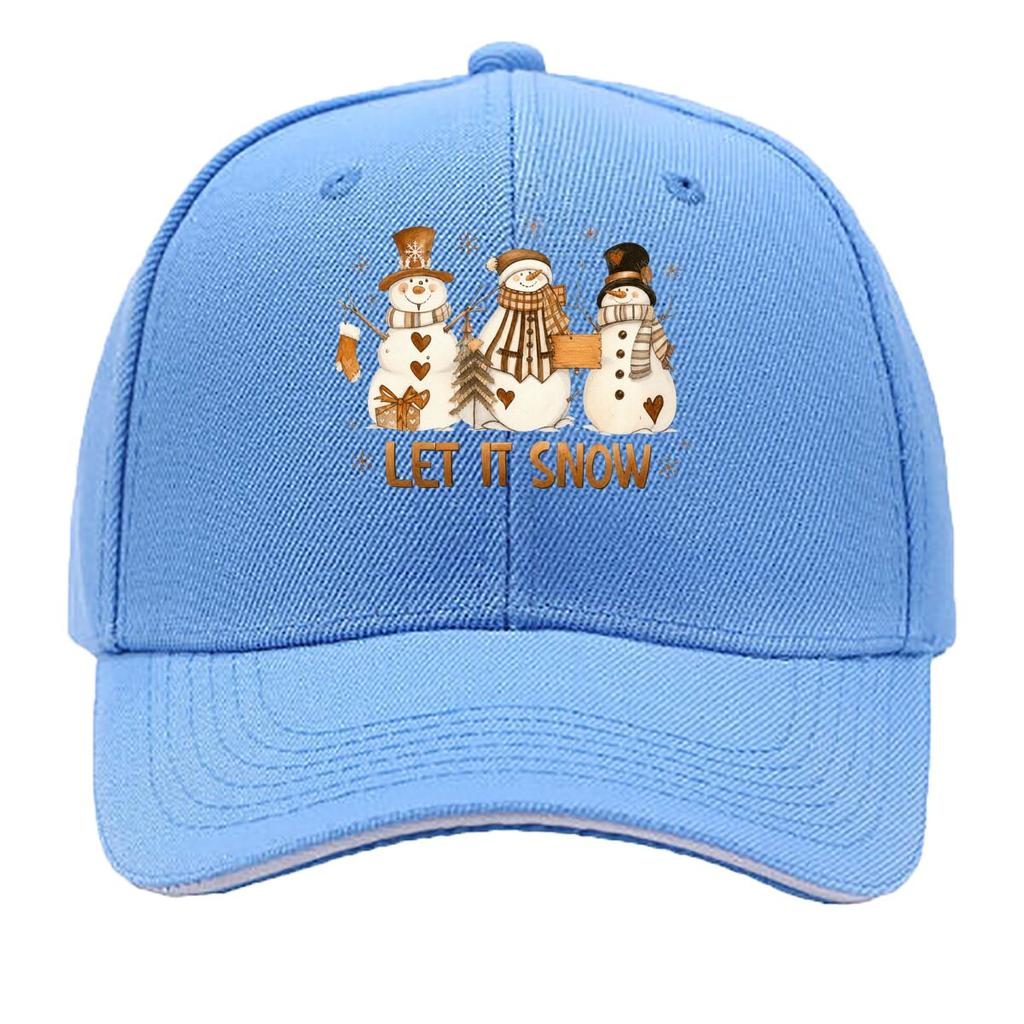Let It Snow Three SnowUnisex Christmas Winter Design Sandwich Baseball Cap Sun Cap Outdoor Workouts Hat