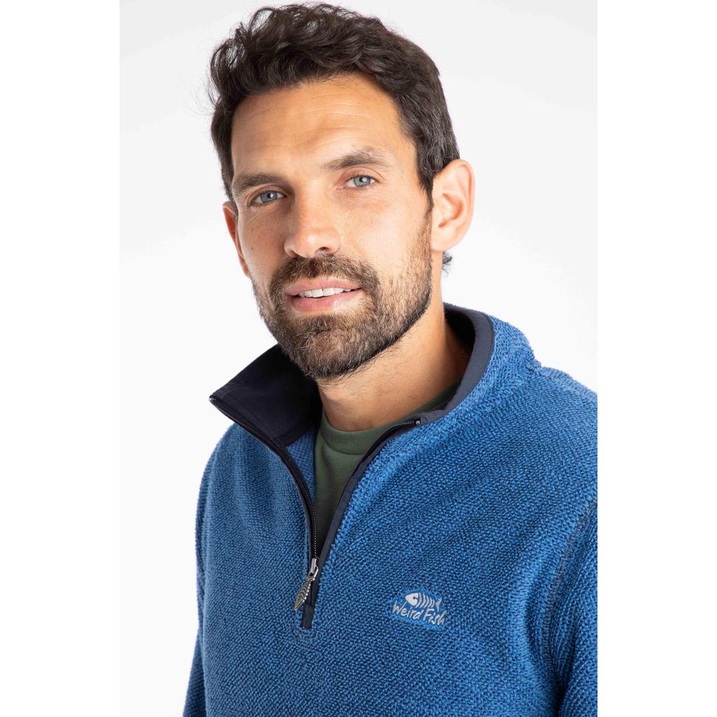 Weird Fish Mens Errill Textured Quarter Zip Fleece Top