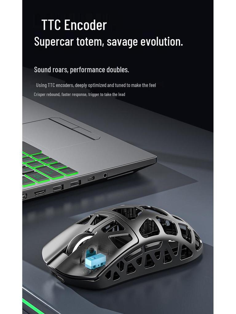 Игровая мышь Attack Shark R3: Легкий магниевый сплав с сенсором PAW3395, беспроводное соединение Bluetooth в трех режимах и поддержка 4K/8K