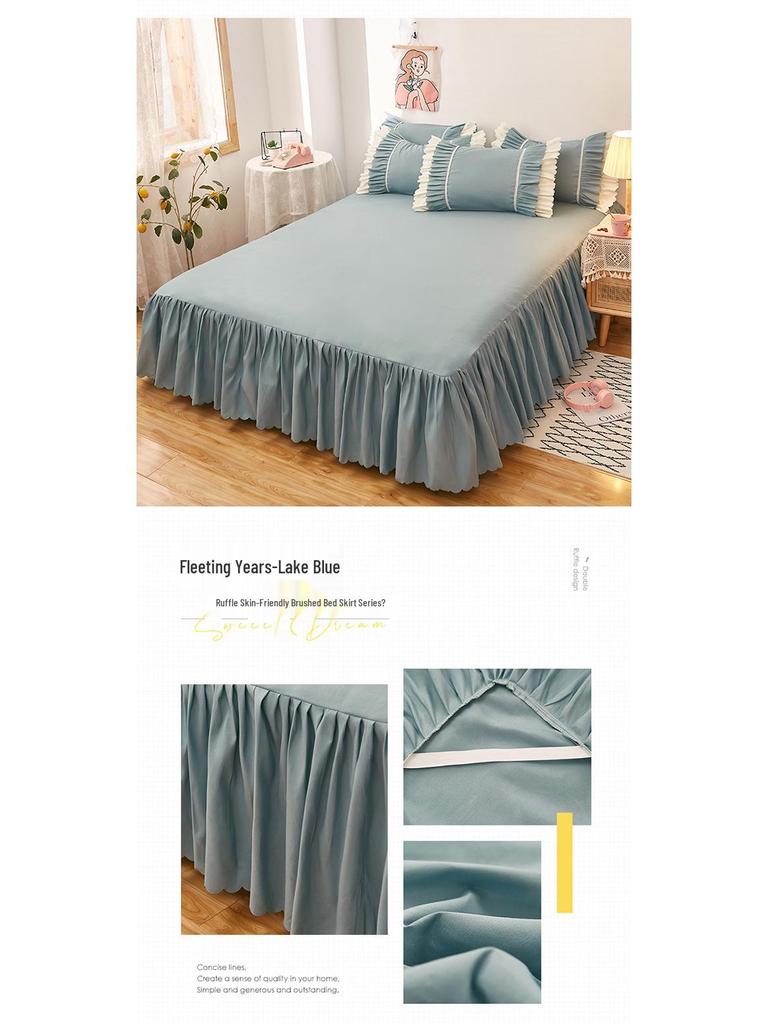 Ruffled Bed Skirt: Non-Slip One-Piece Dust Cover for Girls, Sizes 1.5 & 1.8