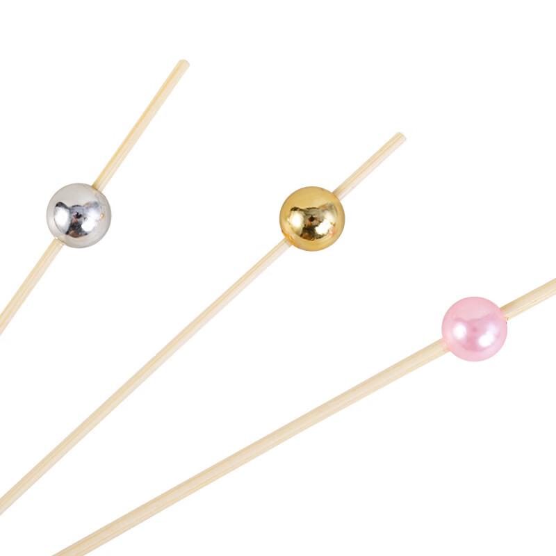 Disposable Pink Pearl Bamboo Fruit Skewers