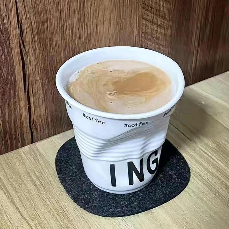 Korean Style Cups And Mugs Coffee Mug White Ceramic Nordic Wrinkle Cup Drinking Coffee Tumbler English Letter