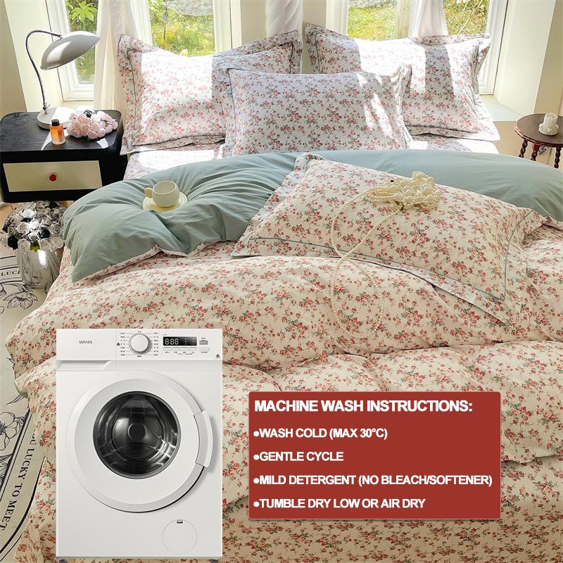 Premium 100% Cotton Bedding Set 3 Piece Duvet Cover Set (1 Duvet Cover 2 Pillowcase) Breathable Hypoallergenic Single/Double Bed