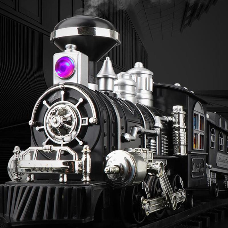 New Children Electric RC Train Railway Toys Simulation Of Track Programming Classical Steam Christmas Train Children Gift
