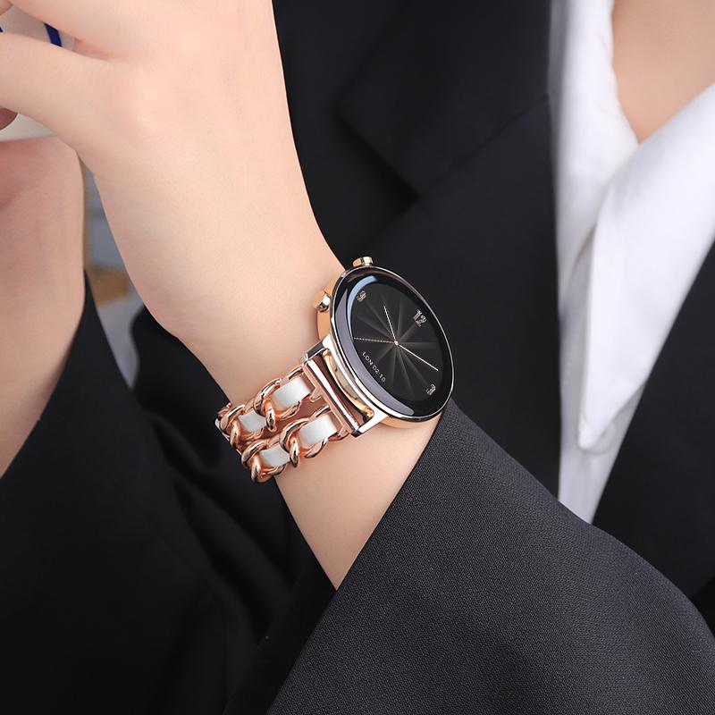 20 мм 22 мм Ремешок для Samsung Galaxy Watch 4/classic/5/6/7/FE/active 2 Кожаный+Металлический звеньевой браслет correa watch 5 Pro 45 мм Ремешок
