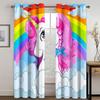 Дешевые тонкие шторы с рисунком из мультфильма «Радуга, единорог, лошадь», для детей, 2 шт., бесплатная доставка для декора окна гостиной, спальни