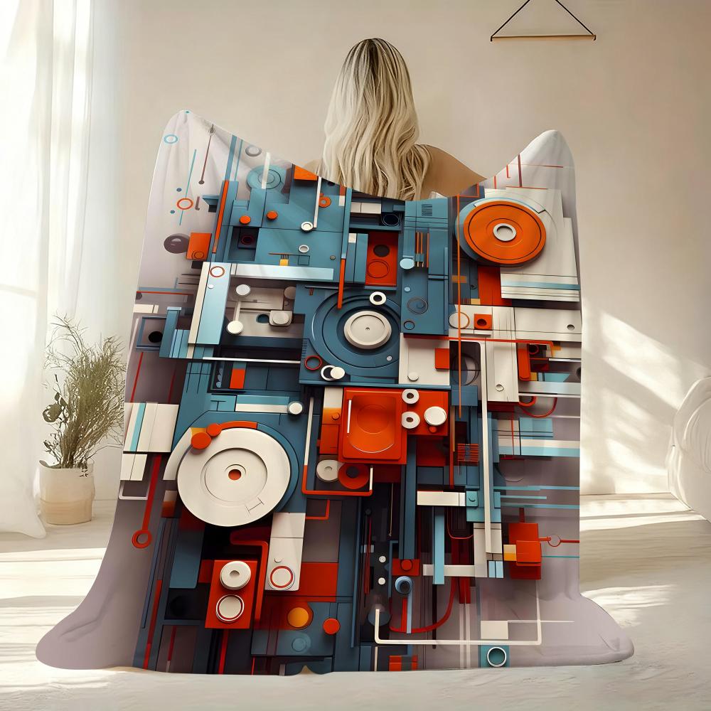 Abstract Geometric Throw Soft Flannel AC Blanket Lightweight Summer Nap Throw Cozy Blanket for Sofa Bed Travel Home