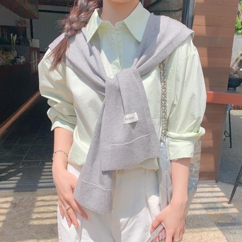 New Knitted Solid Color Letter Shawl For Women Versatile Student Outdoor Shoulder Spring/Summer Air Conditioning Room Shoulder