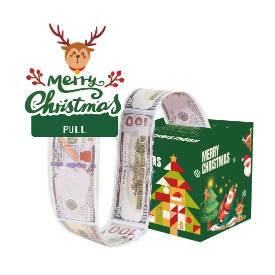 Christmas Money Box Pull-out Cash Gift Box DIY Holiday Money Gift Box with Transparent