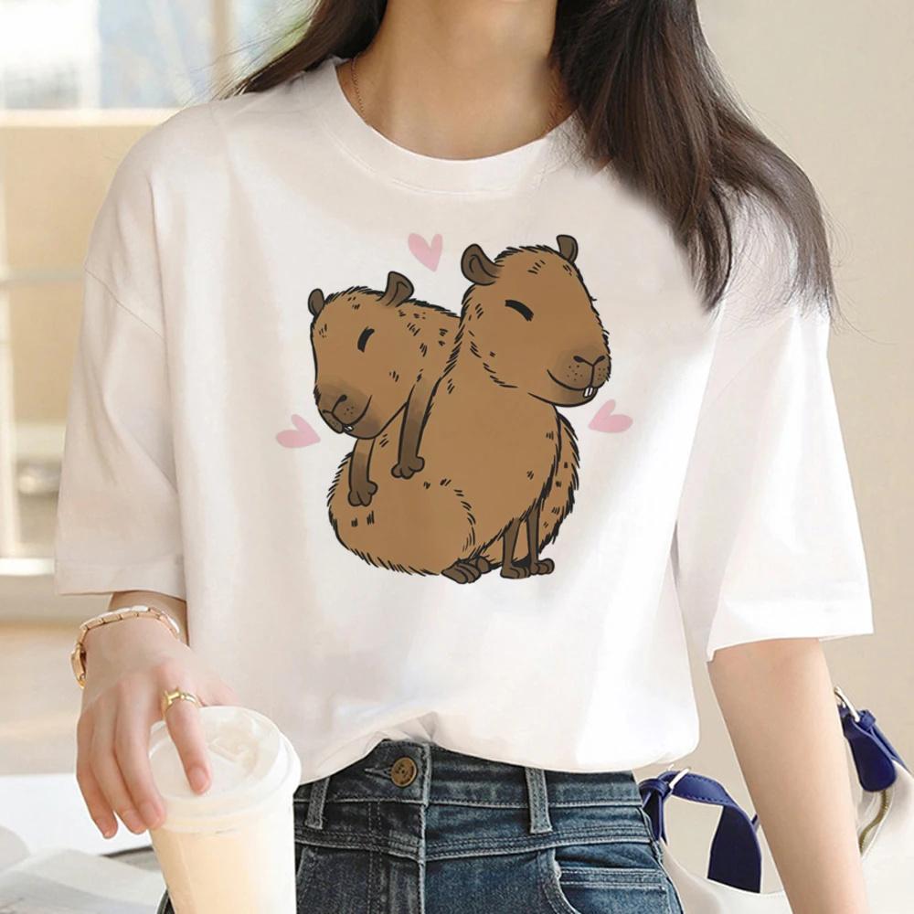 Cute Capybara Clothing T-Shirt Unisex Vintage Cartoon T Shirt FeUnisex Casual Anime Top Tees T Shirt Unisexga Unisex Graphic Tee Tops