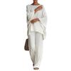 2026 spring new women's clothing, Europe, America and Amazon cross-border, fashionable solid color loose bat sleeve trousers two-piece set