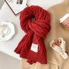 White Retro Braided Wool Scarf for Women In Winter Soft and Versatile Solid Color Korean Style Warm Scarf Korean Version