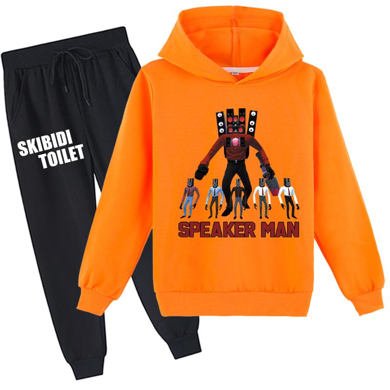 Детский комплект с 3D толстовкой Skibidi, пуловер для унитаза, спортивный костюм, детский свитер + брюки Спикермен