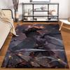 Epic Samurai Battle Scene with Fiery Background Printed Carpet Suitable for use as an anti-slip for living room bedroom sofas