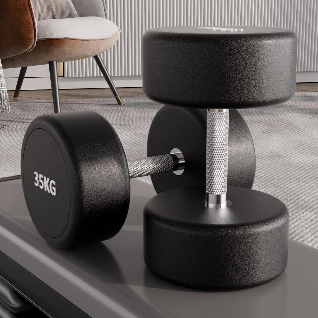 50kg Pair Rubber Coated Solid Steel Dumbbell Set for Men's & Women's Home & Commercial Gym Use