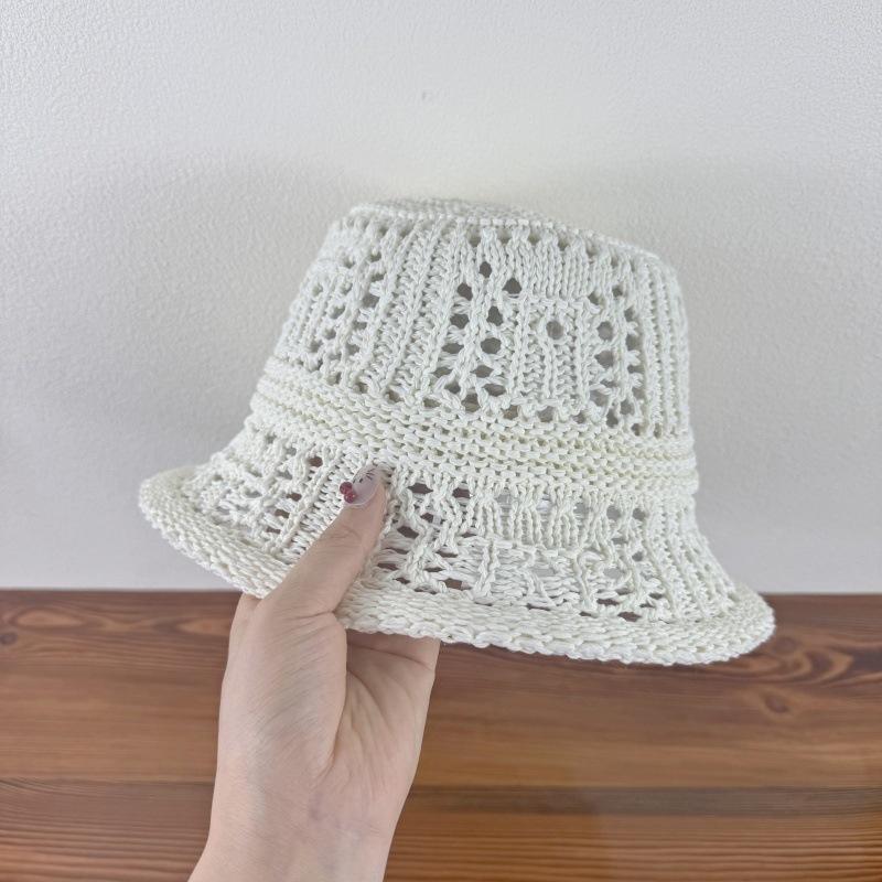 Женская соломенная шляпа, дышащая, с выемками, для летнего отдыха на море, защита от солнца и солнцезащитная шляпа, вязаная рыбацкая шляпа