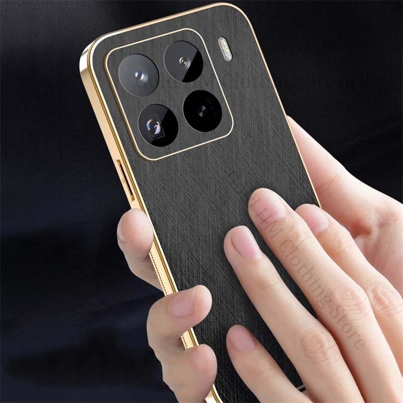 Для Xiaomi Poco X7 Pro Для Magsafe Магнитный Чехол с Гальваническим Покрытием Для POCO C75 C61 Золотистый Шелковистый Текстурный Кожаный Чехол Для Poco M6 F6 X6 Pro