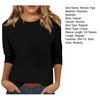 Women Casual T-shirt O-neck 3/4 Sleeve Pullover Tops Solid Color Slim Fit Tunic Tops Stretchy Tee Shirt Streetwear