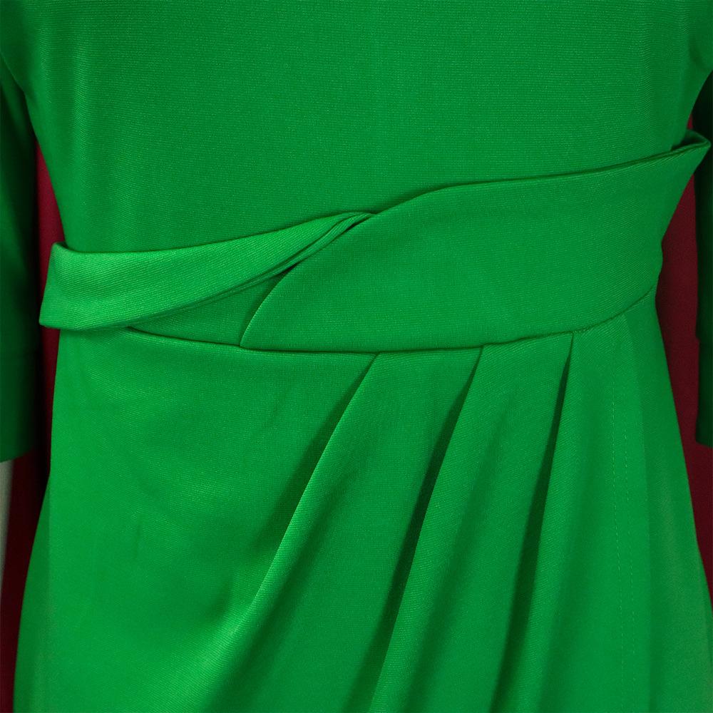 Женское модное однотонное плиссированное платье большого размера, элегантное цельное платье со средними рукавами и круглым воротником с брошью