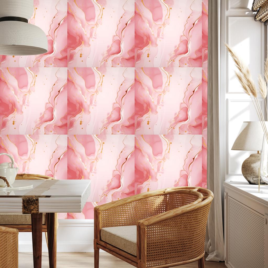 Ink Coral, White and Peach Wallpaper for Living Room and Bedroom 50x1000