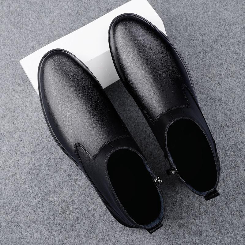 Высококачественные мужские теплые ботинки челси из натуральной кожи, ретро-ботинки по щиколотку, модные роскошные брендовые мужские ботинки без застежек, повседневная зимняя обувь